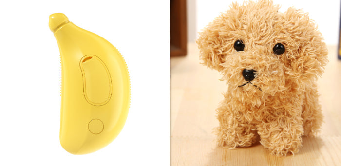 Yellow steam brush and dog