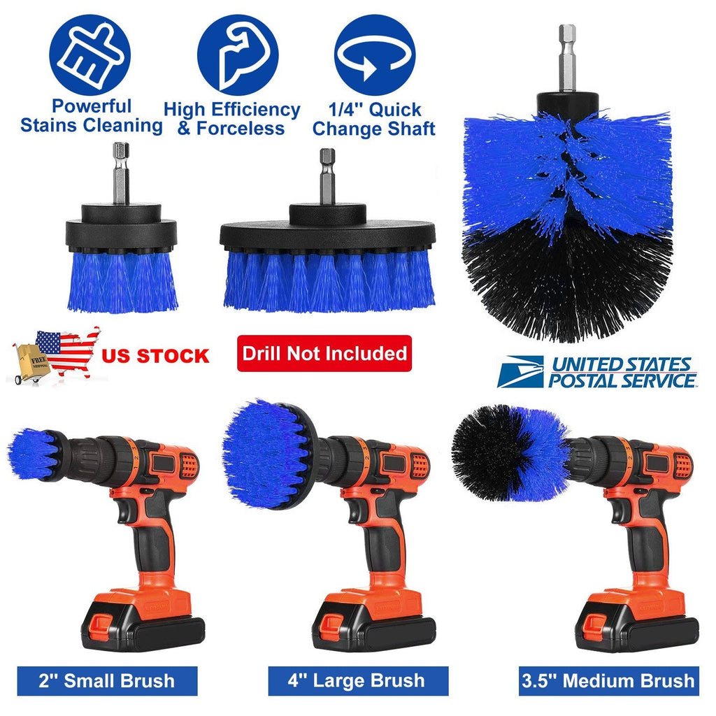 ProClean Drill Brush Power Scrubber Set (3 Pcs) – Tub, Tile & Car Carpet