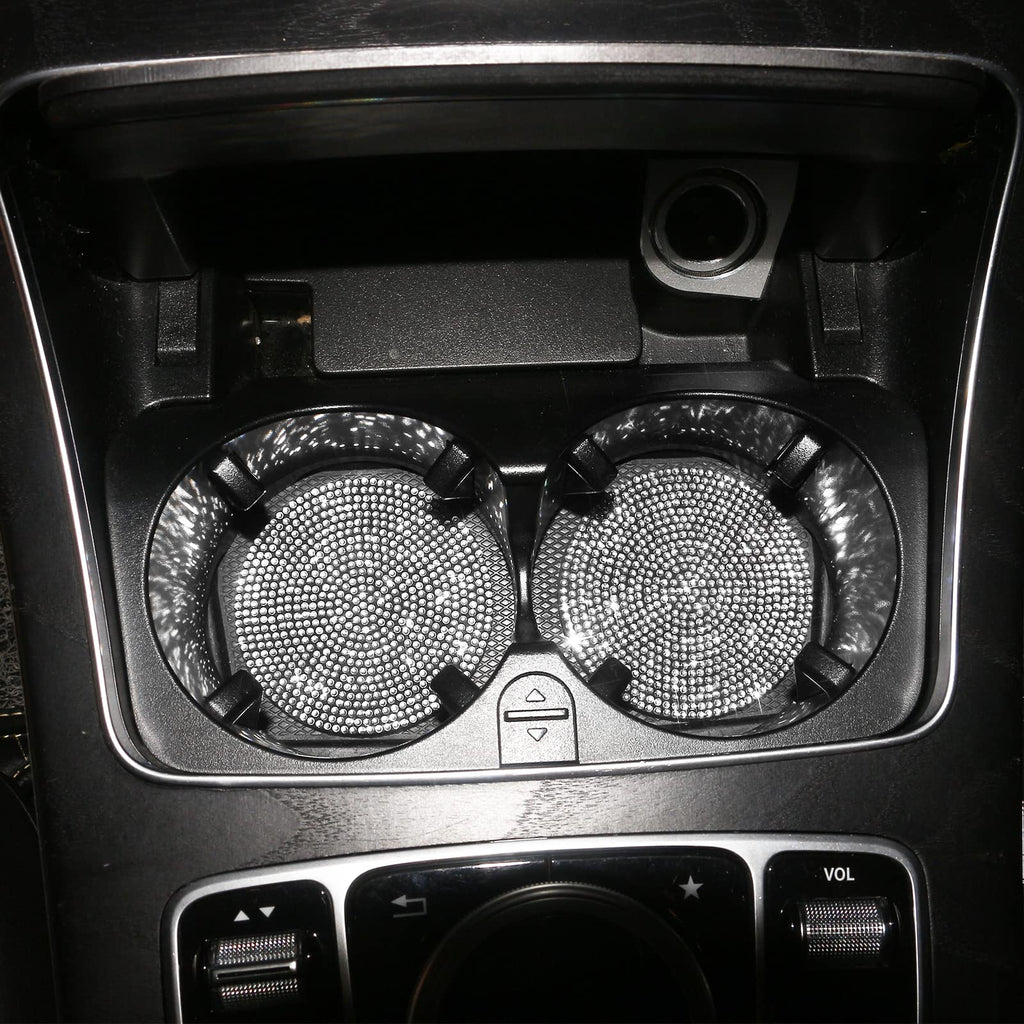ProClean Bling Car Cup Holder Coasters (2 Pcs) – Rhinestone Silicone