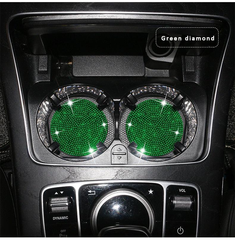 ProClean Bling Car Cup Holder Coasters (2 Pcs) – Rhinestone Silicone