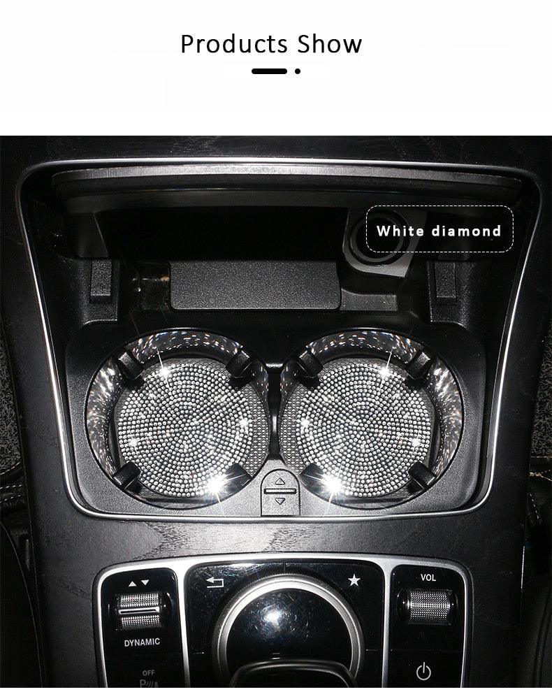 ProClean Bling Car Cup Holder Coasters (2 Pcs) – Rhinestone Silicone