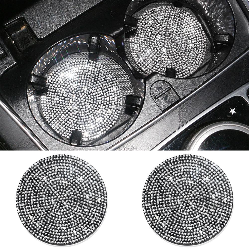 ProClean Bling Car Cup Holder Coasters (2 Pcs) – Rhinestone Silicone