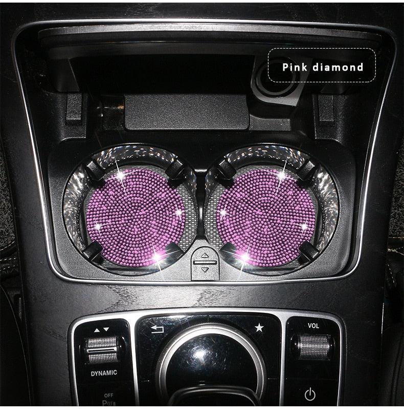 ProClean Bling Car Cup Holder Coasters (2 Pcs) – Rhinestone Silicone