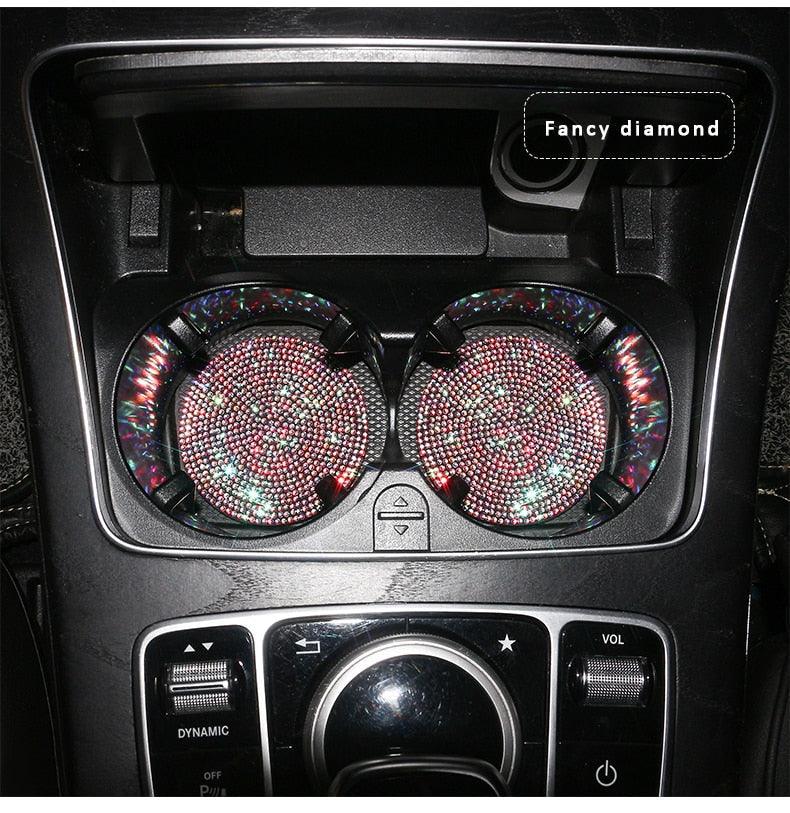 ProClean Bling Car Cup Holder Coasters (2 Pcs) – Rhinestone Silicone