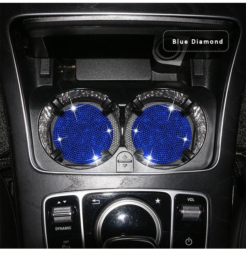 ProClean Bling Car Cup Holder Coasters (2 Pcs) – Rhinestone Silicone