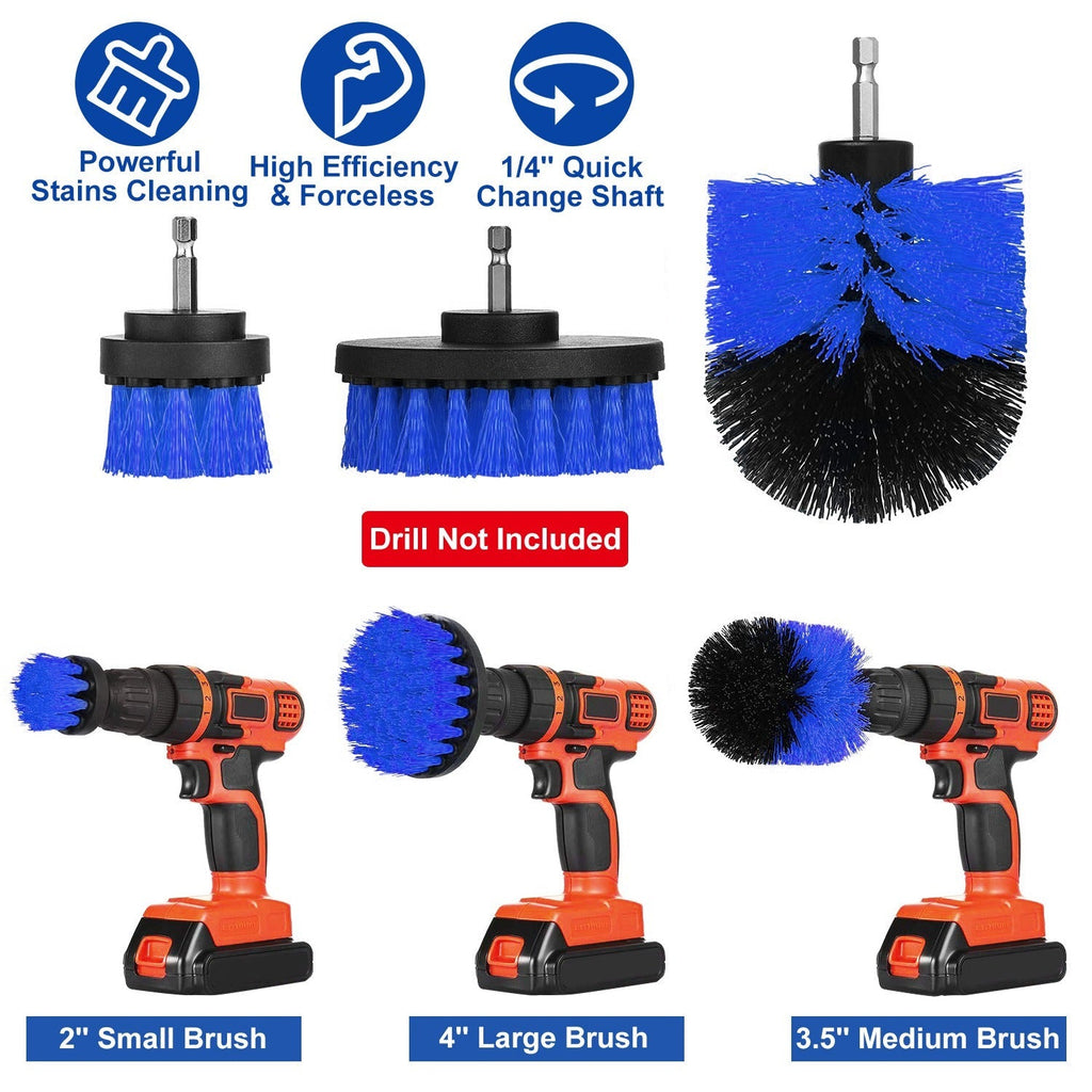 ProClean Drill Brush Power Scrubber Set (3 Pcs) – Tub, Tile & Car Carpet