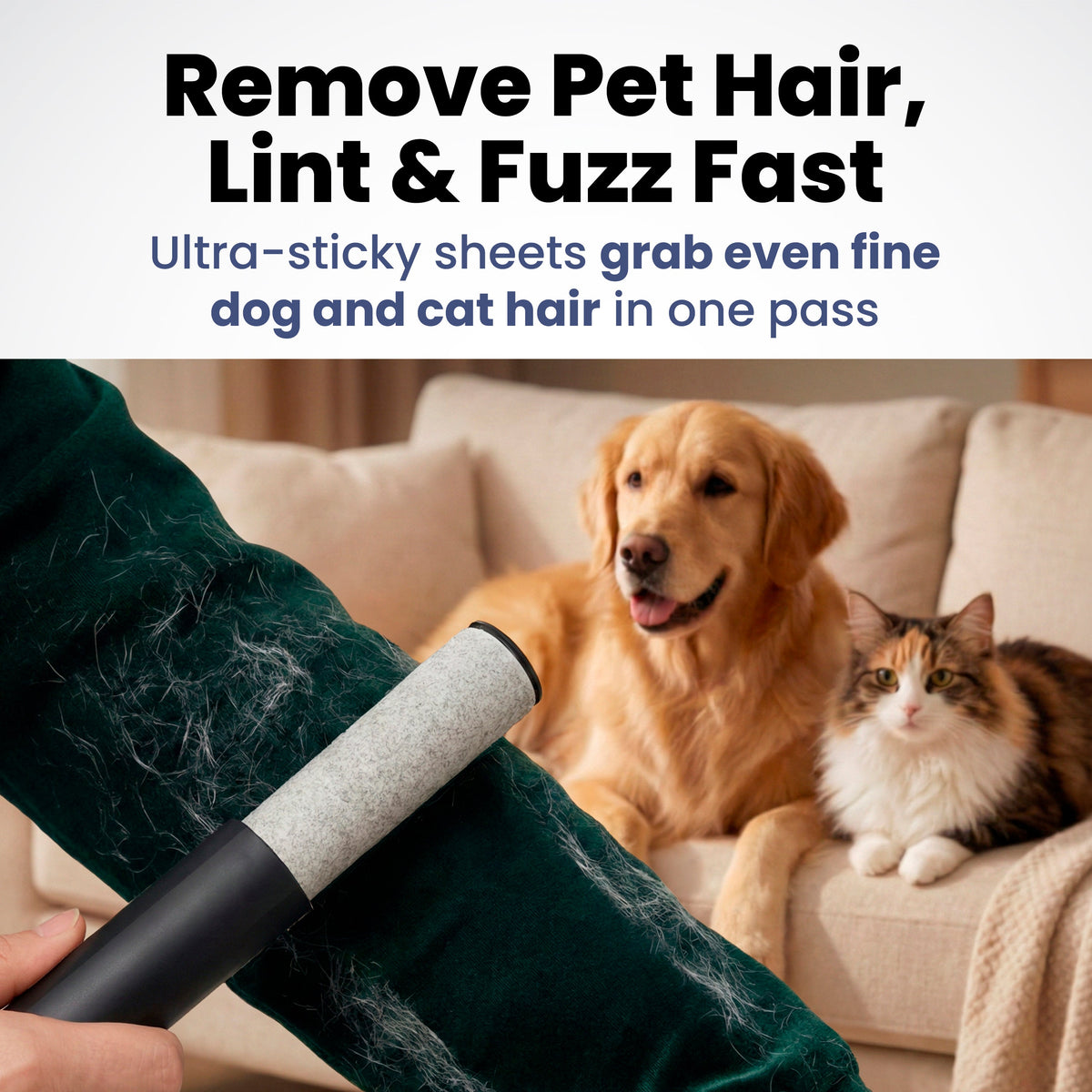 Rubyloo Pop & Roll Mini Lint Roller for Pet Hair + 2 Refills