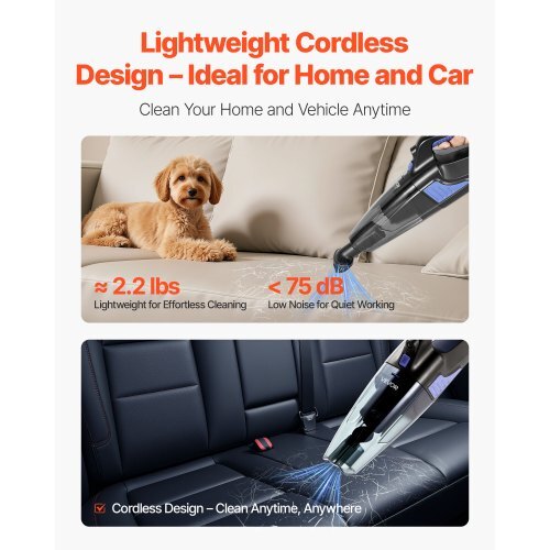 VEVOR Cordless Handheld Vacuum with HEPA Filter – 12,000Pa for Car & Pet Hair