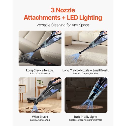 VEVOR Cordless Handheld Vacuum with HEPA Filter – 12,000Pa for Car & Pet Hair