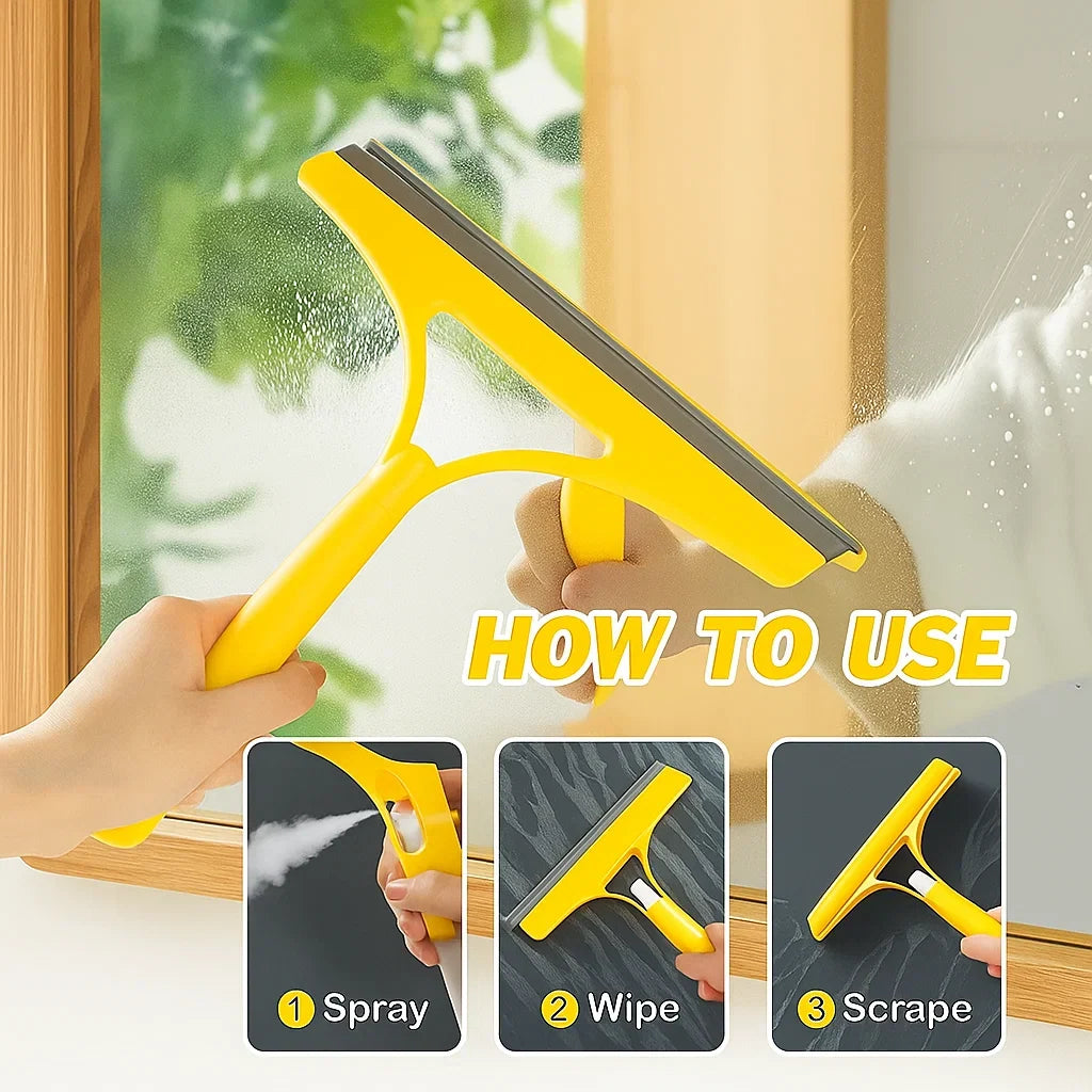 How to use the spray squeegee: spray, wipe, scrape