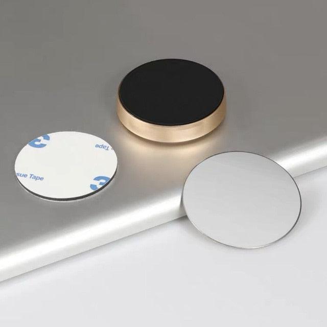 Golden magnetic phone mount with metal plate and adhesive pad
