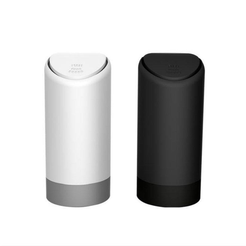 Mini car trash can shown in white and black