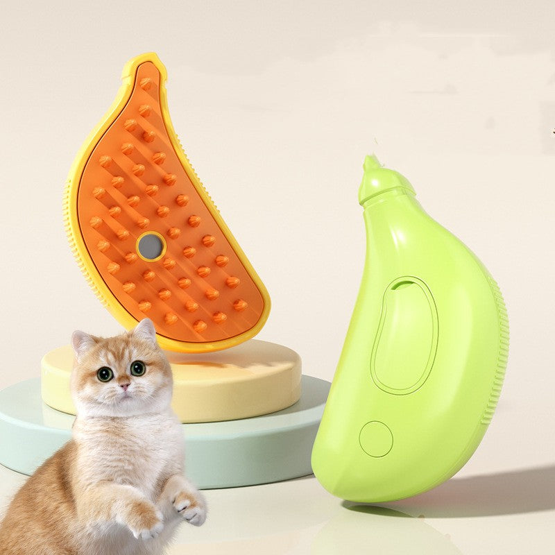 Pet steam brush with a cat